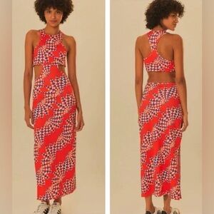 FARM Rio x Adidas Psychedelic Wave Red Dress